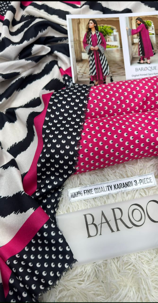 Baroque Digital Printed 3pcs Karandi