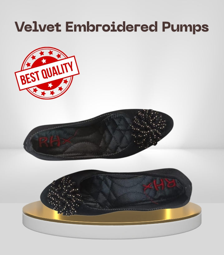 Velvet Embroidered Pumps