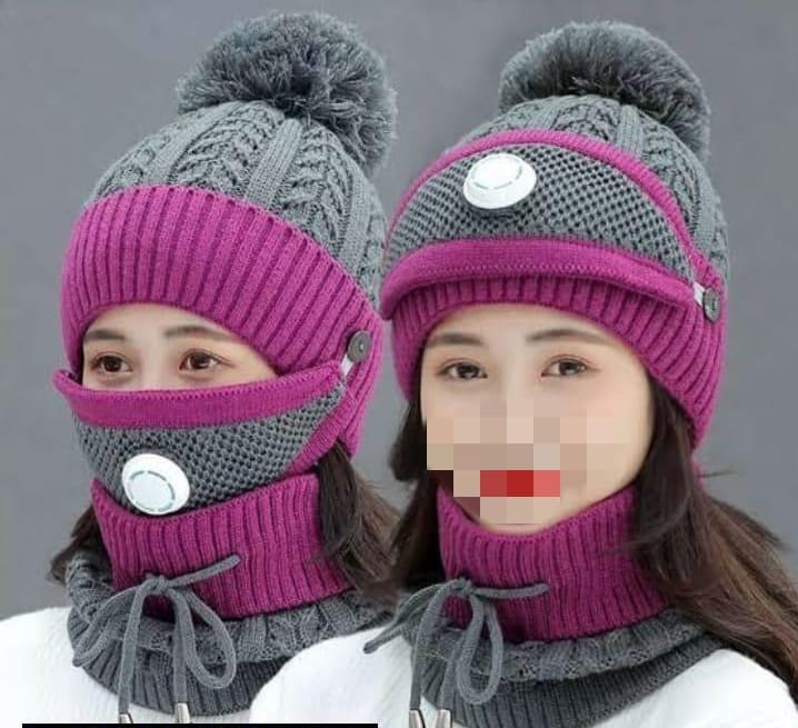 “WinterShield 3-in-1 Wool Set – Beanie | Neck Warmer | Mask”