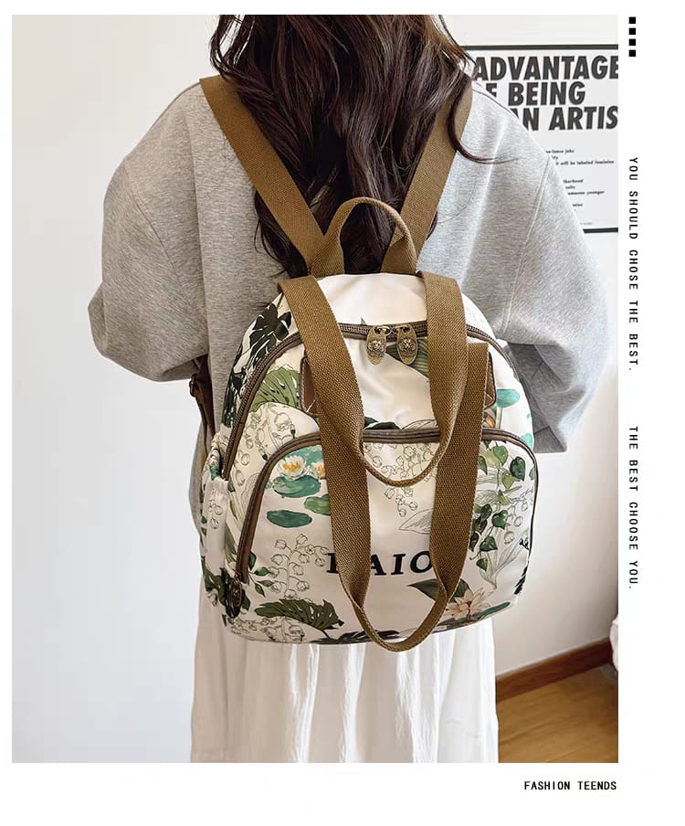 Parachute Double Zipper Backpack / Mother Bag