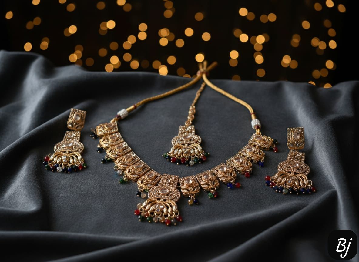 Fancy Zircon Work Manjoos Necklace Set – New Arrival