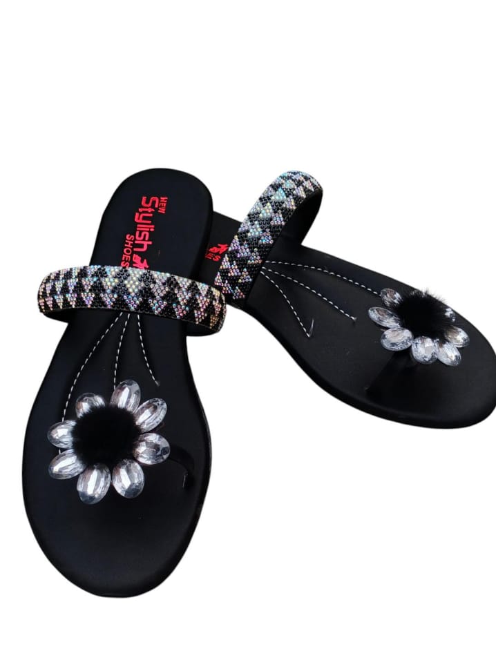 👠 Luxury in Every Step – Gemstone Satin Flats (Maroon) 👠