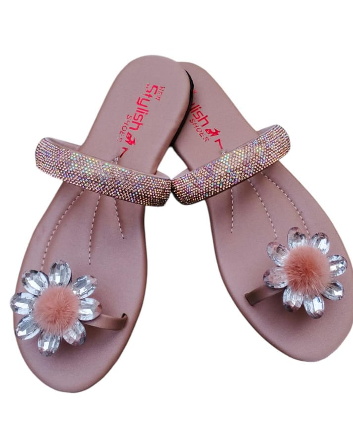 👠 Luxury in Every Step – Gemstone Satin Flats (Maroon) 👠