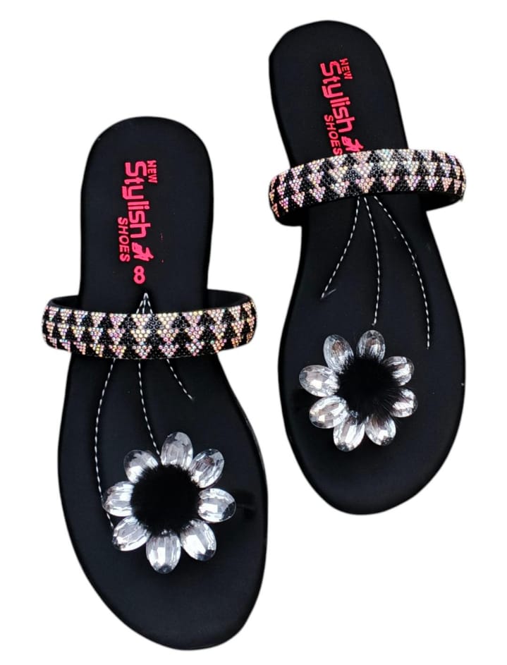 👠 Luxury in Every Step – Gemstone Satin Flats (Maroon) 👠