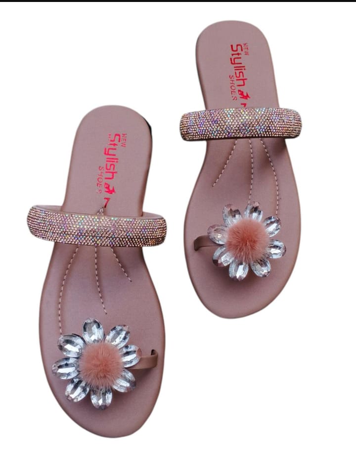 👠 Luxury in Every Step – Gemstone Satin Flats (Maroon) 👠