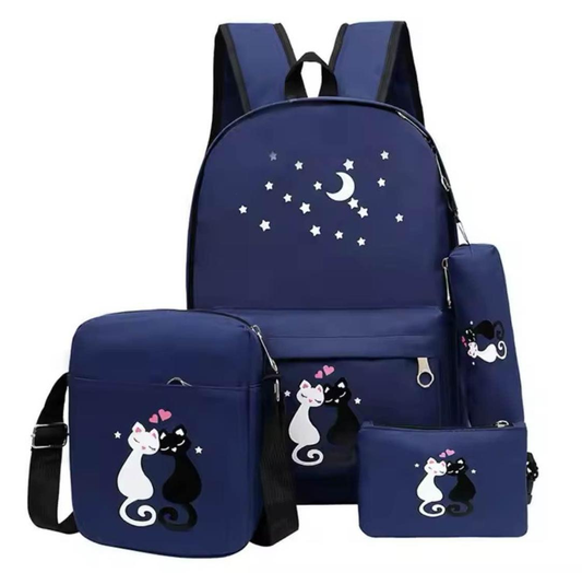 🎒 New Arrival – 4 Pcs Printed Multipurpose Backpack Set 🎒
